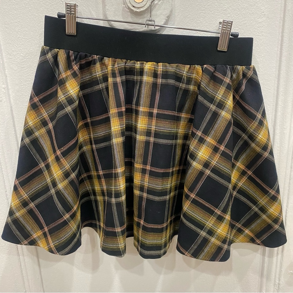 Alice and Olivia Yellow & Black Plaid Mini Skirt
